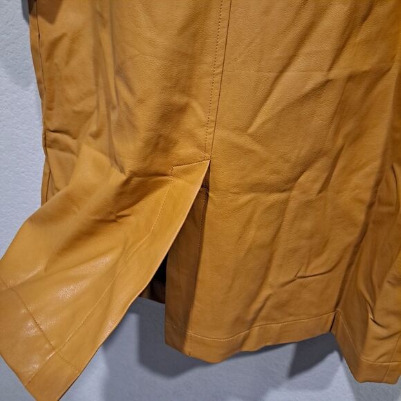 Honor The Gift Vegan Leather Belted Trench Coat Jacket Mustard Yellow sz XL NWT - Picture 12 of 15